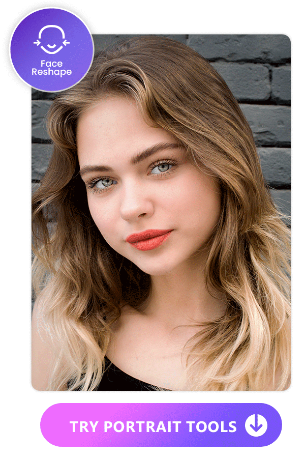 Retouch photo for bigger eyes and slimmer face